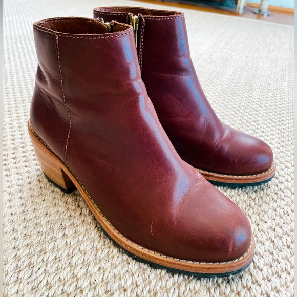 Patina Leather Ankle Boots Women’s Size 8.5 Brown Zip Booties boots EU40 - Picture 2 of 8